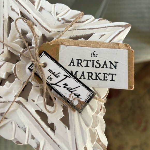 The Artisan Market Set of 4 Carved Wood Coasters Ivory - Picture 5 of 6